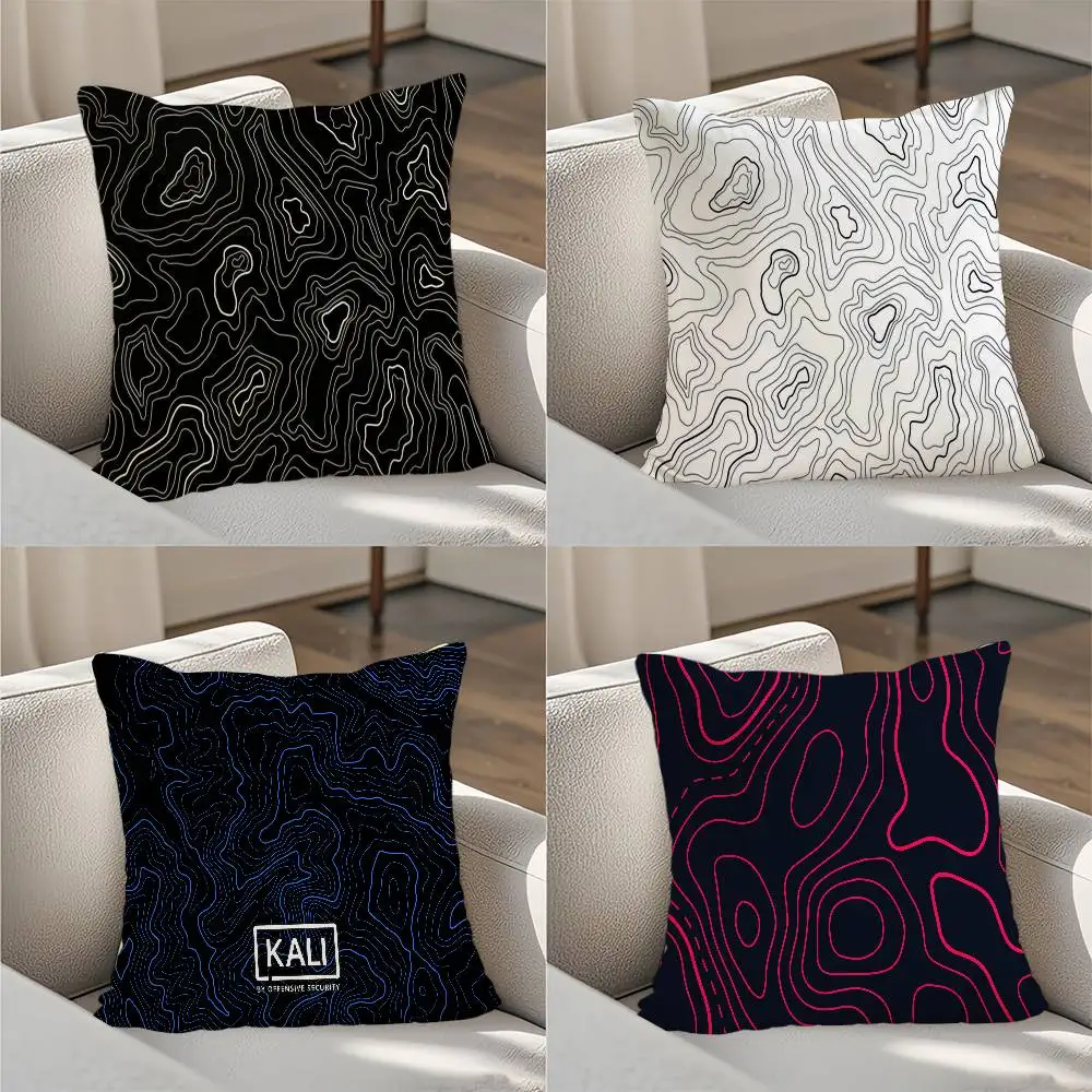 

Black & White Contour Lines Pillow Case Luxury Double-sided For Car Pillows 45x45 Cushions Cover Home And Decoration Sofa Pillo