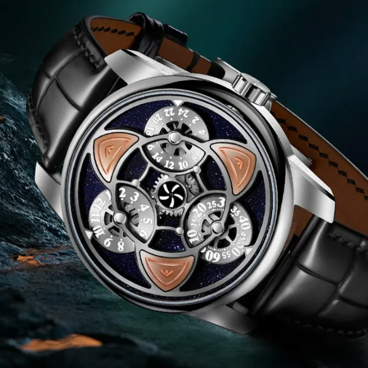 

OBLVLO мужские автоматические часы модные 42 мм механические наручные часы светящиеся 50 м водонепроницаемые сапфировые вращающиеся 3 маленьких циферблата