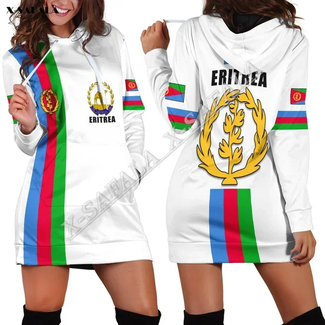 Eritrea Independent Martyrs Day Africa Culture Flag 3D Printed Slim Hoodies Dress Women Casual Wear Long Sleeve Hooded Pullover