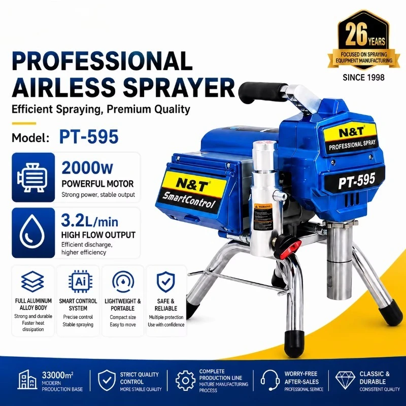 595 High Pressure Airless Paint Sprayer 2000W 3.2L/min Electric Painting Machine Factory Supply OEM