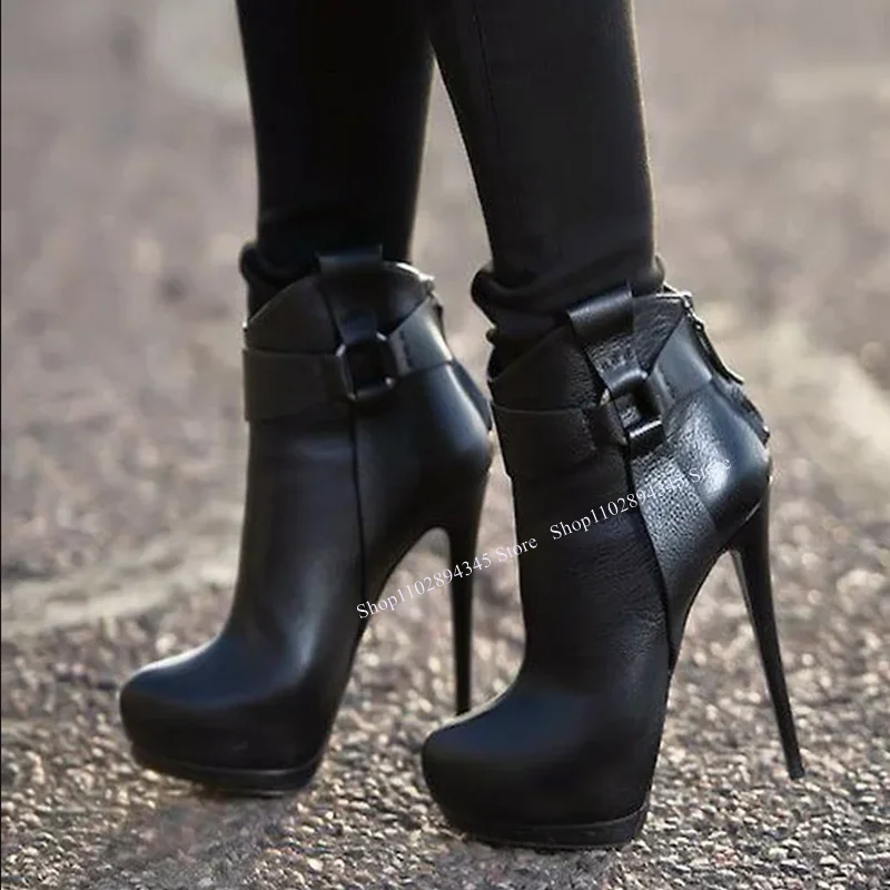 

Black Platform Ankle Boots Zipper Thin High Heel Fashionable Sexy 2023 Summer Casual Big Size Woman Shoes Zapatillas Mujer