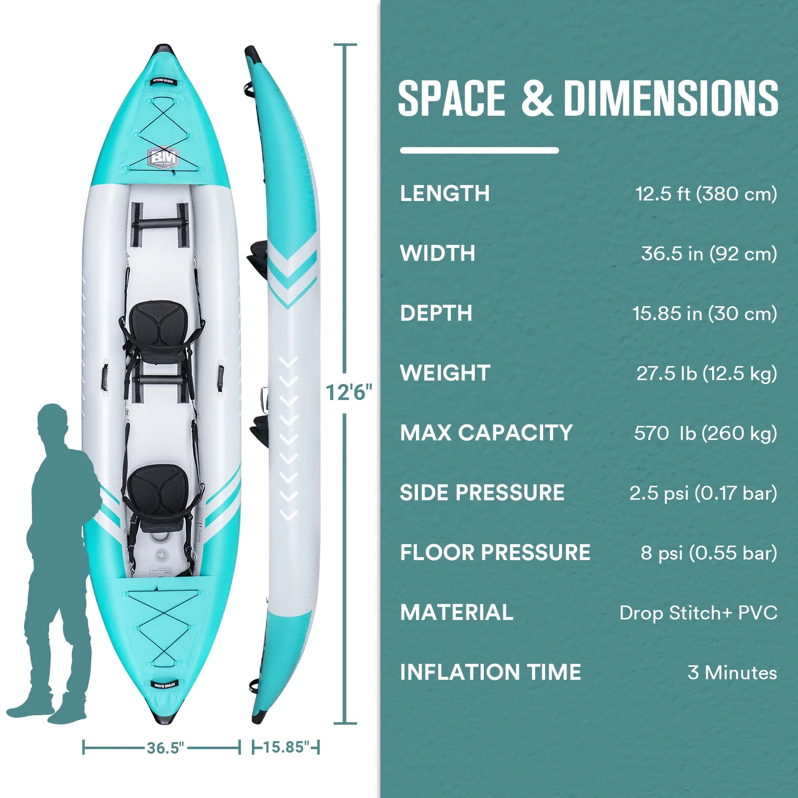 Cheap 2 Person Drop Stitch Folding Fishing Canoe Inflatable Kayak for Sale