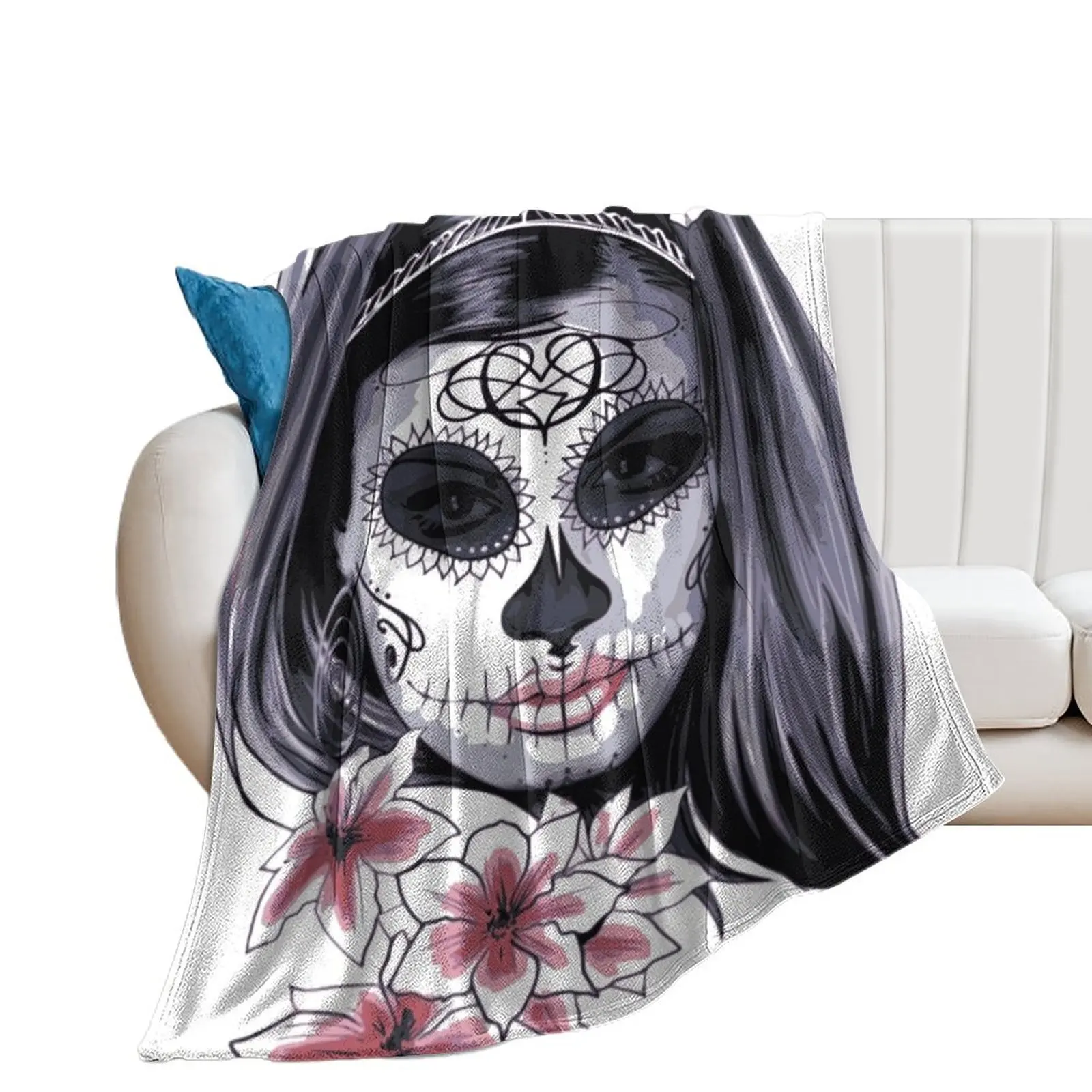 

day of the dead Skull (dia de los muertos calavera) Throw Blanket for babies Softest Blankets