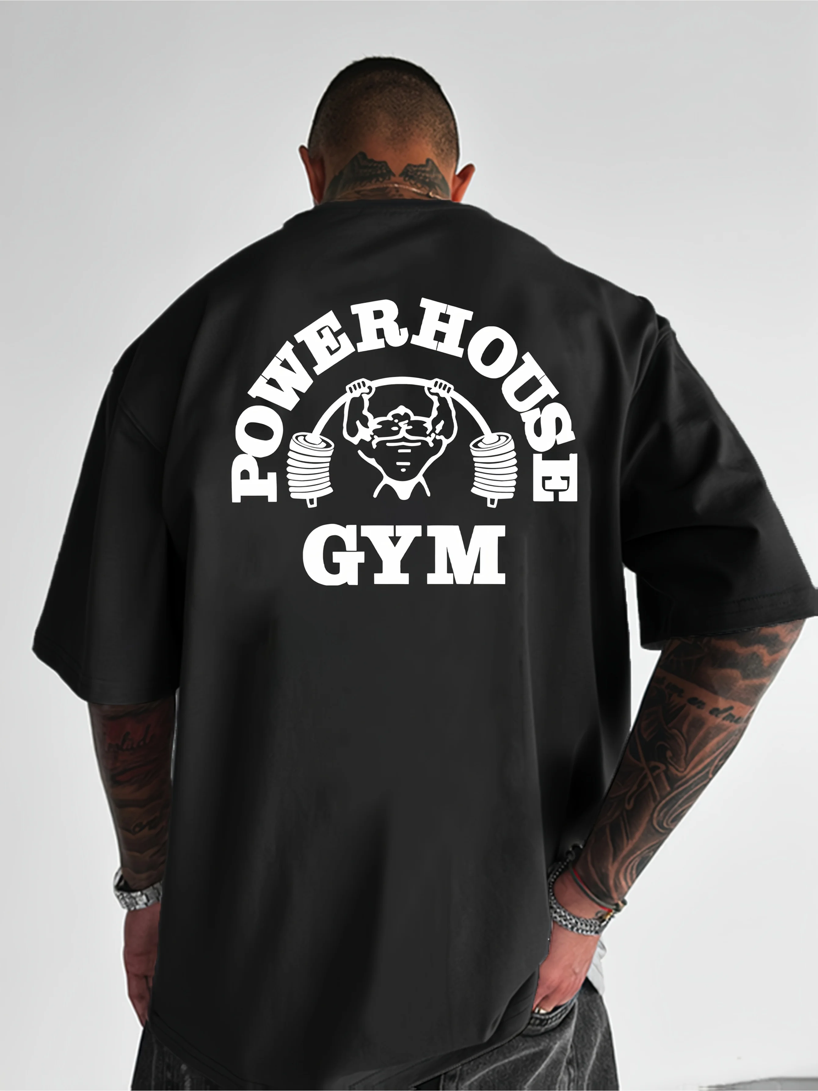 A powerhouse gym heat transfer printed round neck is fashionable, trendy, comfortable, casual and lightweight
