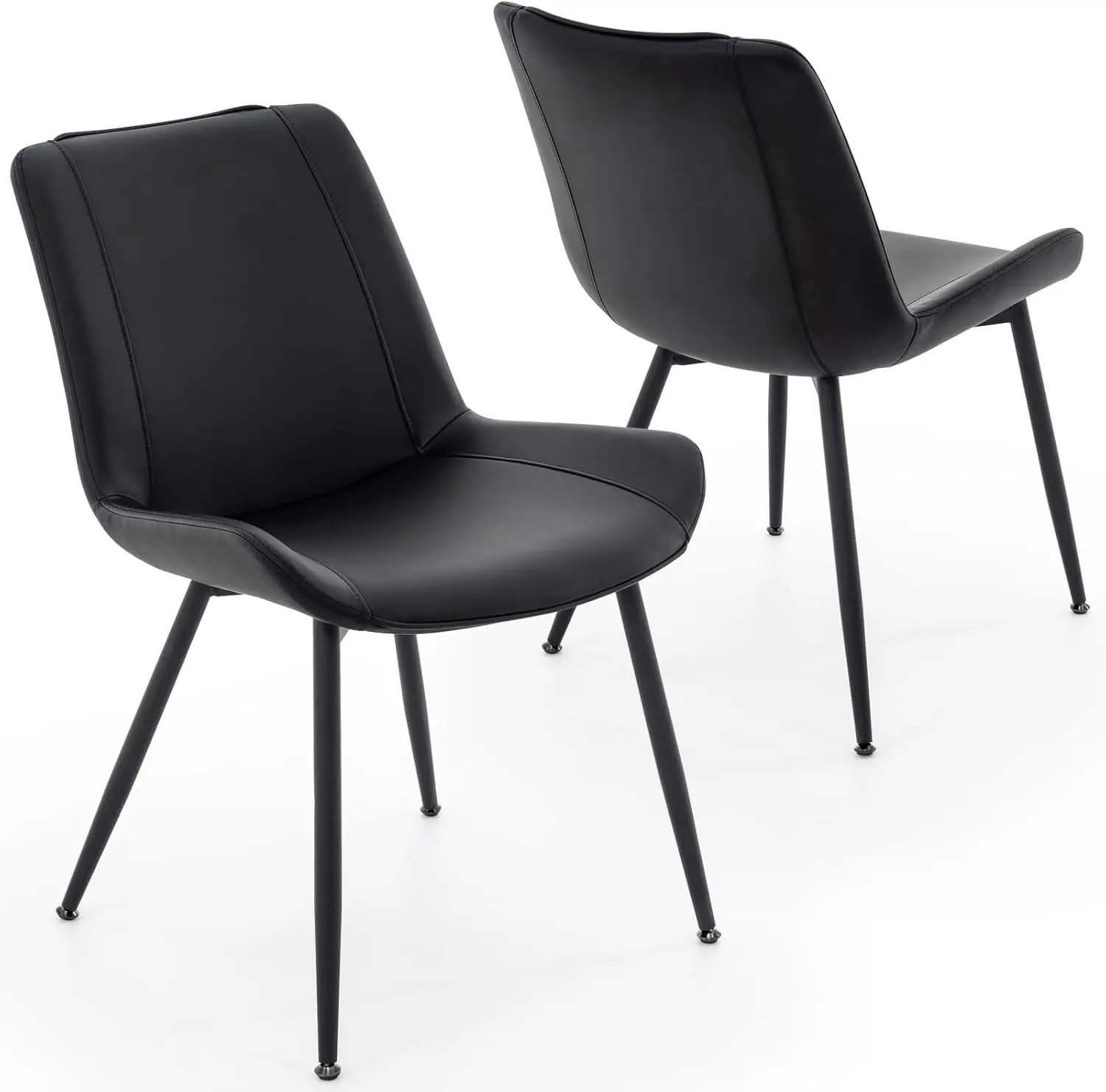 

Dining Chairs Set Of 2, Pu Leather Modern Arml Kitchen Dining Room Chairs, Upholstered Accent Side Chairs With Metal Legs