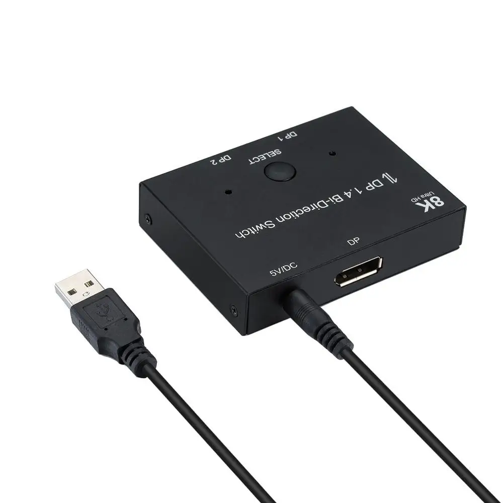 2x1 двунаправленный HDMI-совместимый адаптер переключателя 2 в 1 8K @ 60 Гц 4K @ 120 Гц 1x2 преобразователь сплиттер с кнопкой переключения