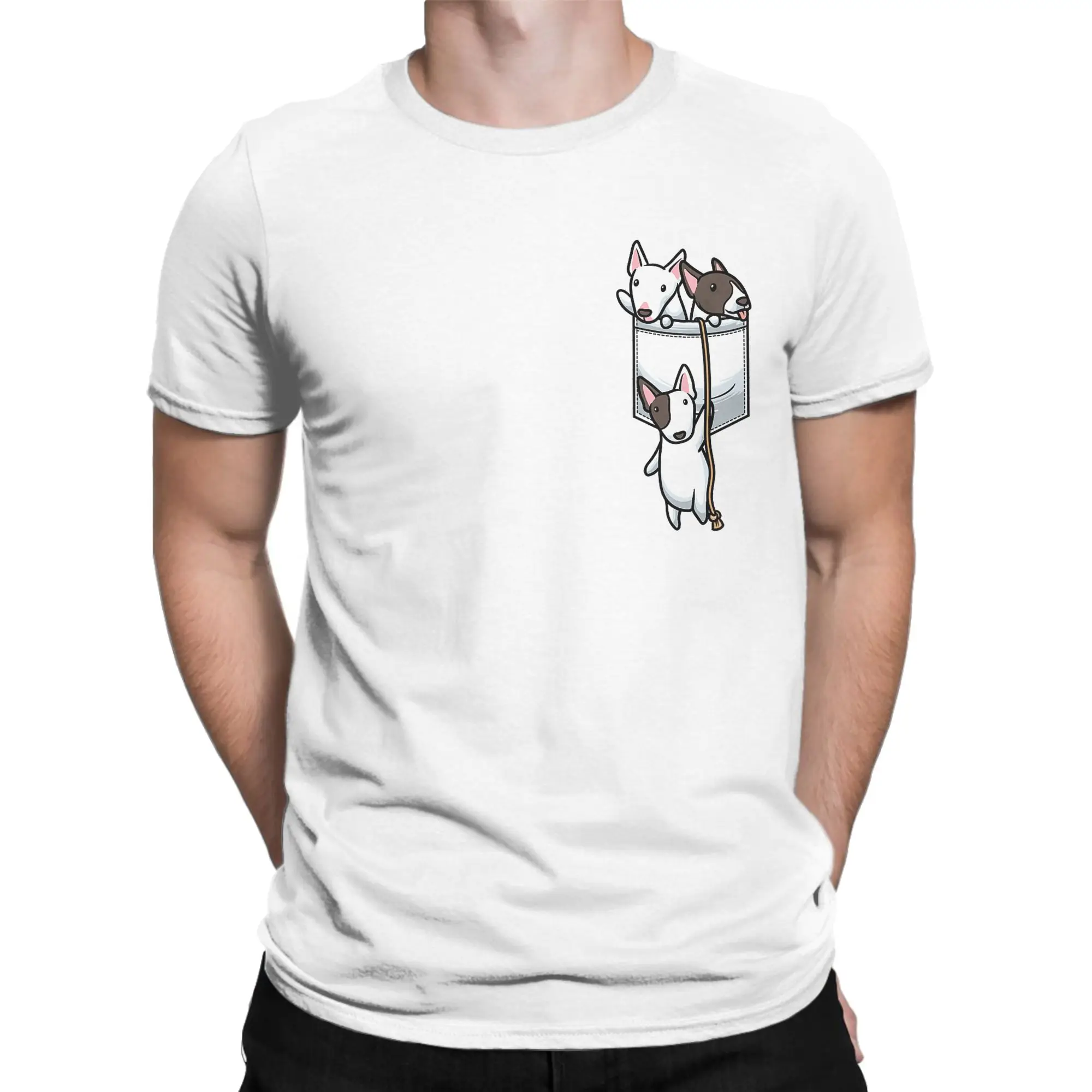 Bull Terrier Dog Cartoon T Shirt Men Women's 100% Cotton Funny T-Shirt O Neck  Tee Shirt Short Sleeve Tops Gift Idea