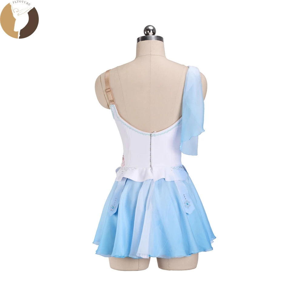 FLTOTURE New Arrival Women Ombre' Dyed Short Pale Blue Chiffon Skirt Professional Ballet Variation Cupid Talisman Dress 1411