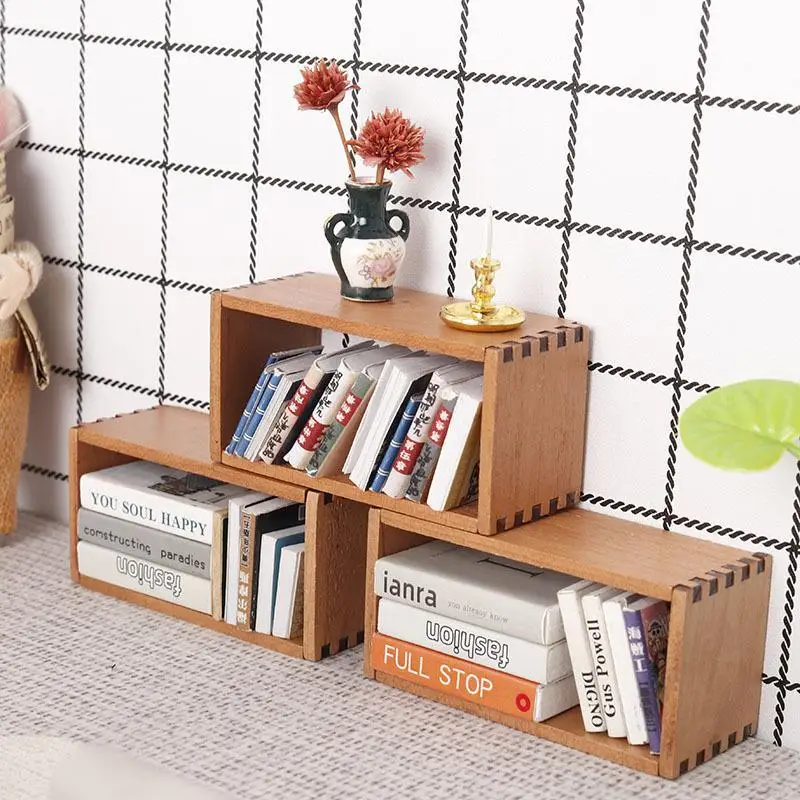 1 pçs 1:12 casa de bonecas em miniatura armário de armazenamento de madeira rack estante modelo acessórios móveis brinquedos