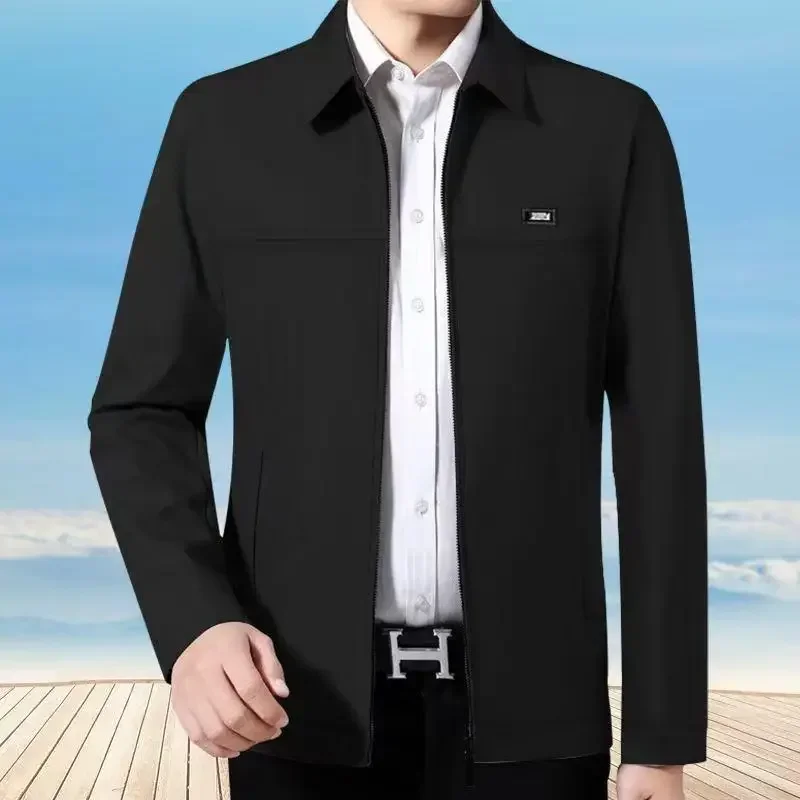 

2024 Newest Solid Business Men's Jacket Male Slim Fit Outerwear Men Zip Up Jacket Men Spring Thin Jacket Men's Clothing