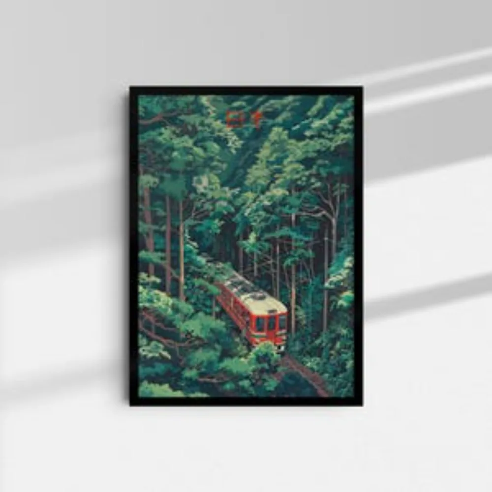 1 Stück rahmenloser Tokio-Zug, Retro-Ästhetik, nostalgischer Vintage-Druck, Kunst für Wohnzimmer, Retro-Dekor, asiatische Kunst, Geschenkidee, Dekor