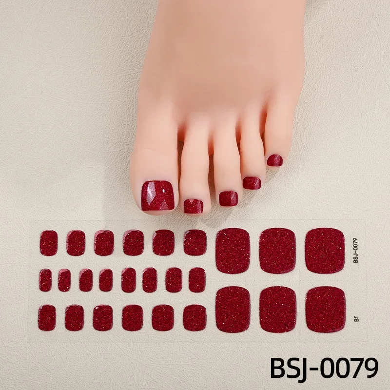 28 Finger Solid Gel Nail Sticker Foot  Onion Powder UV Phototherapy Semi Baked Semi Cured Foot Nail Sticker UV Lamp Need