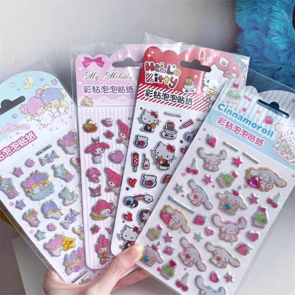 Genuine Sanrio Stickers Cartoon Hello Kitty Melody Scrapbook Decals For Cars Luggage Bicycle Helmets Decor Girls Toys Gifts