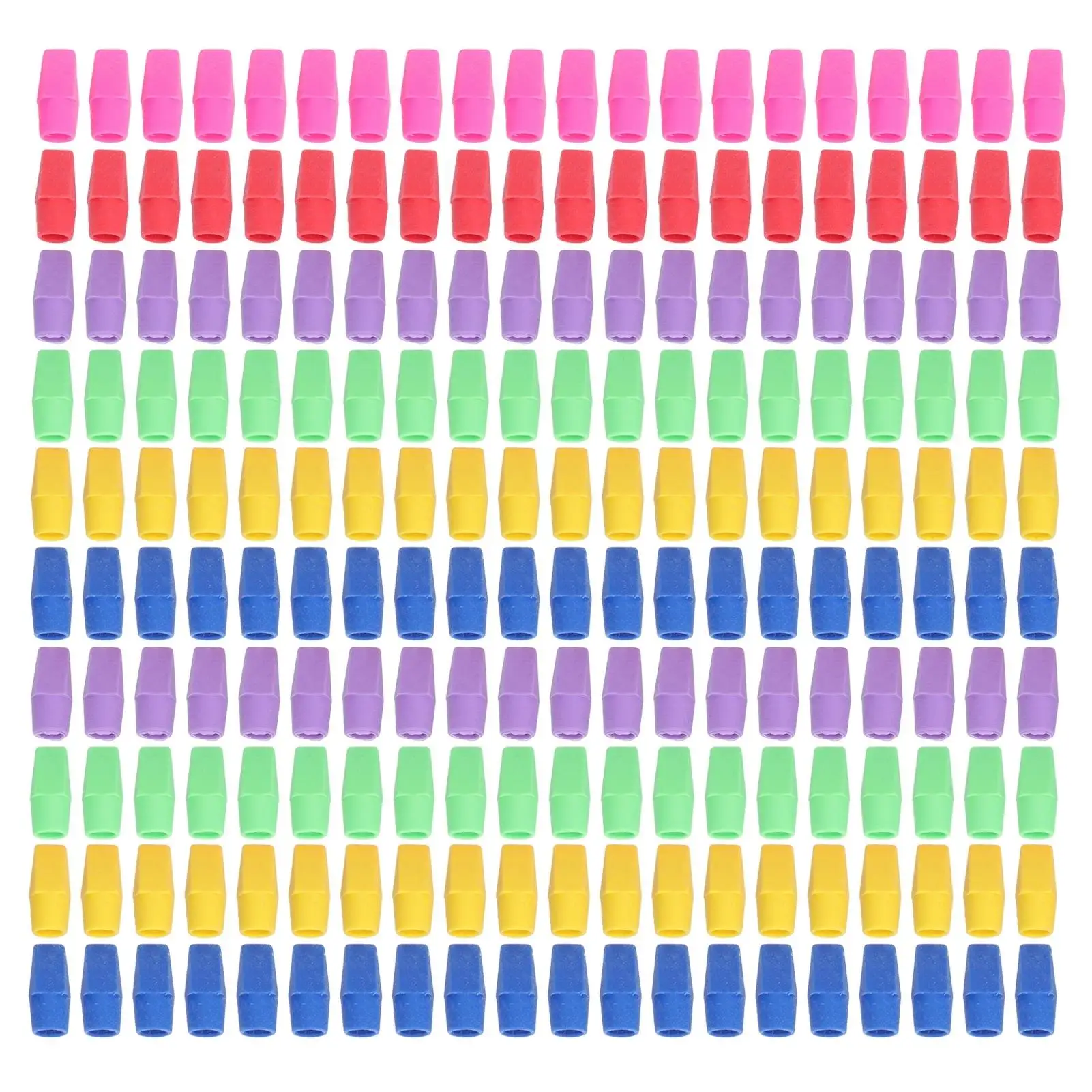 Colorful Odorless Rubber Pencil Toppers - Easy Replacement Erasers for writing & School Supplies