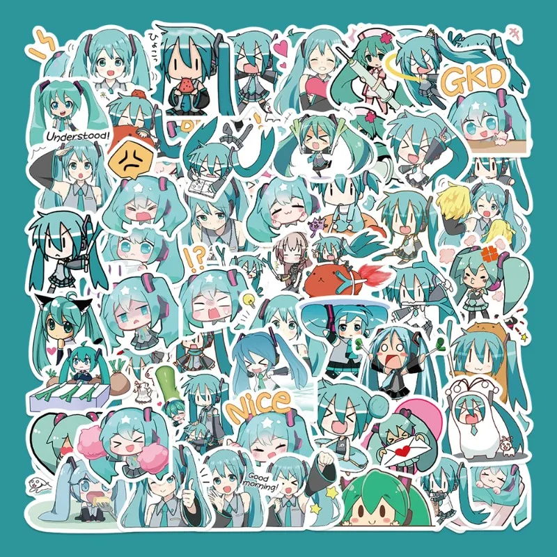 65pcs Anime Hatsune Miku Sticker Cartoon Hatsune Miku Water Proof Sticker Cute Girl Computer Water Cup Decorate DIY Stickers