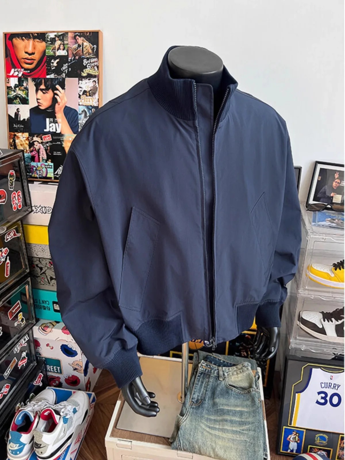 

ort Pilot Jaet Men's Spring Autumn Bomber Collar Silhouette American Retro Boxy Top Youth Trendy Antioxidant Regular Sve