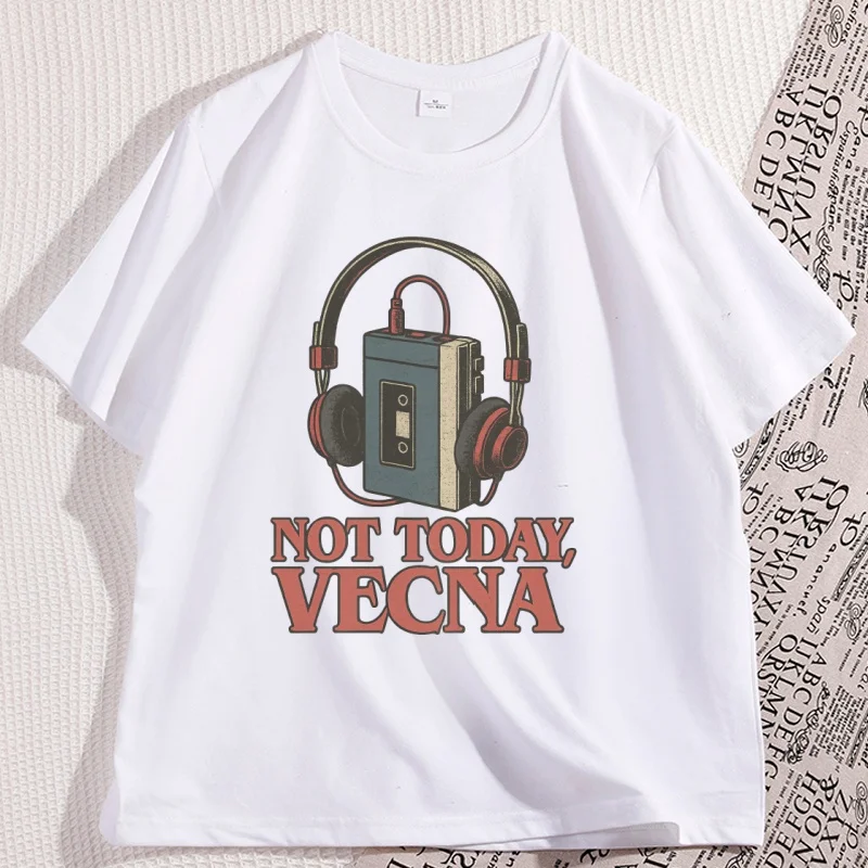 Vintage Not Today Vecna Retro Cassette Tape T-shirt Men Women Headphones Tshirt Casual Cotton Short Sleeve Music Fans Clothes
