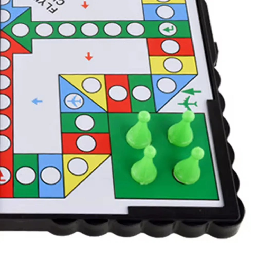 Foldable magnetic flying chess set, crawling mat, portable board game Ludo, camping travel game, airplane chess view 2