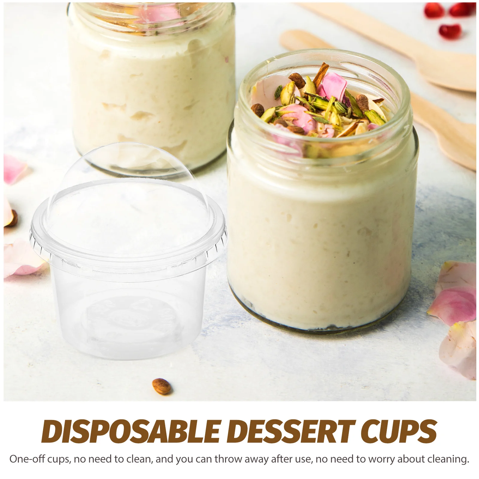 

100pcs Jelly Cups Dessert Pudding Cups Disposable Plastic Ice Cream Bowls PP Material with Lid for Parties Bakeries Restaurants