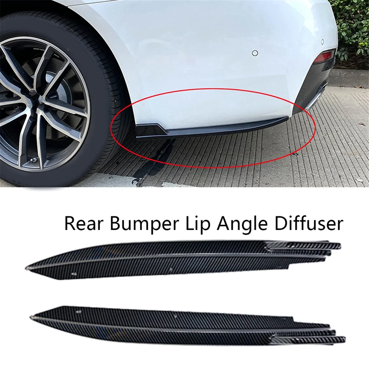 Carbon Fiber Rear Bumper Lip Angle Diffuser Splitter Spoiler Protector for BMW- 5 Series G30 M-Tech 525I 530I 540I 2017+