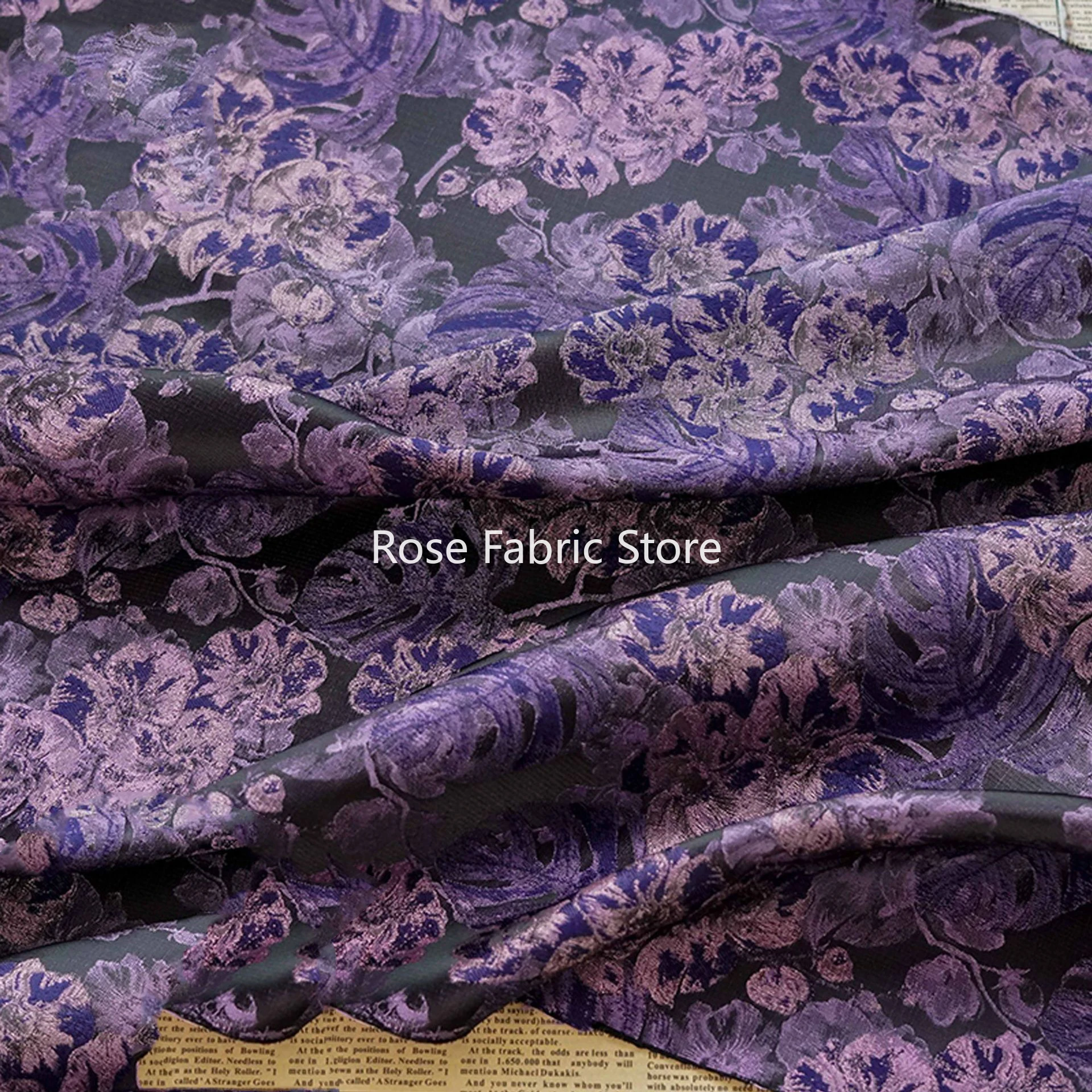 

1-метровая черная, фиолетовая жаккардовая ткань в стиле ретро, платье, юбка, сумка, декоративная швейная ткань