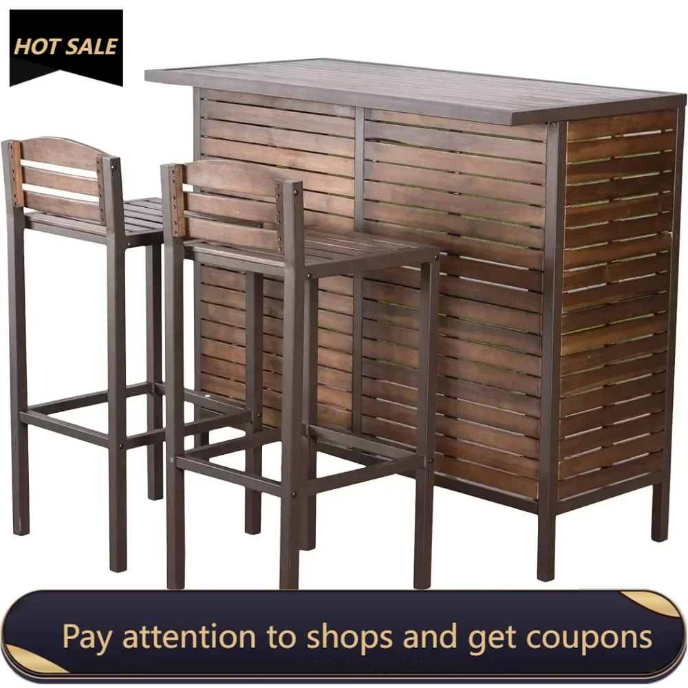 

Indoor Acacia Bar Set With Rustic Metal Finish Accents Outdoor Wardrobe Garden Rattan Furniture Terrace Tents Air Tent Gazebo