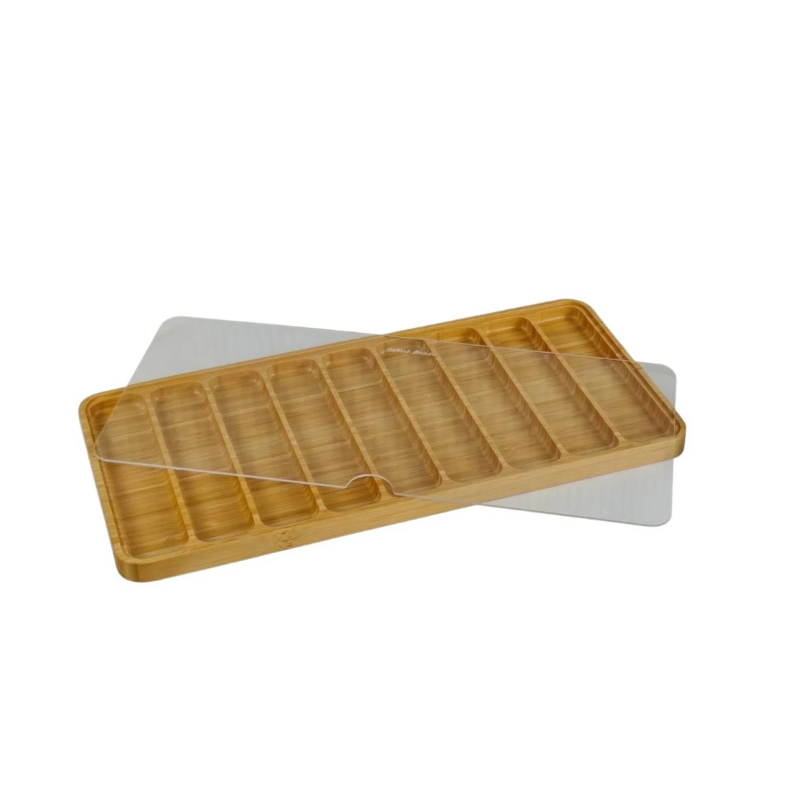 Watch Strap Storage Box Bamboo Wood Watch Strap Organizer Clear Cover Divided Compartments