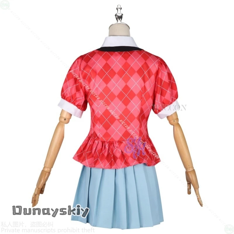 أزياء أنيمي زومبي لاند ساغا التأثيرية ميزونو آي {BankaiMode} JK Idol المرحلة الزي الرسمي فستان قصير قميص أحمر منقوش JiraiKei للهالوين