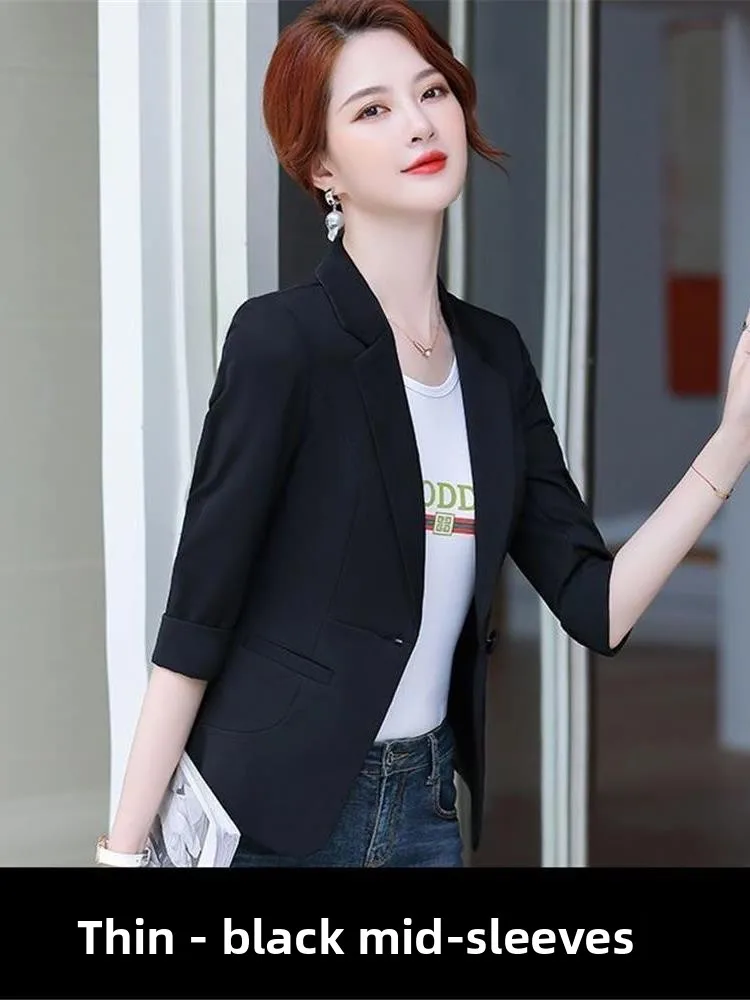 

Женский костюмный пиджак 2025: Новая корейская версия, универсальный, маленький размер, для женщин, в западном стиле