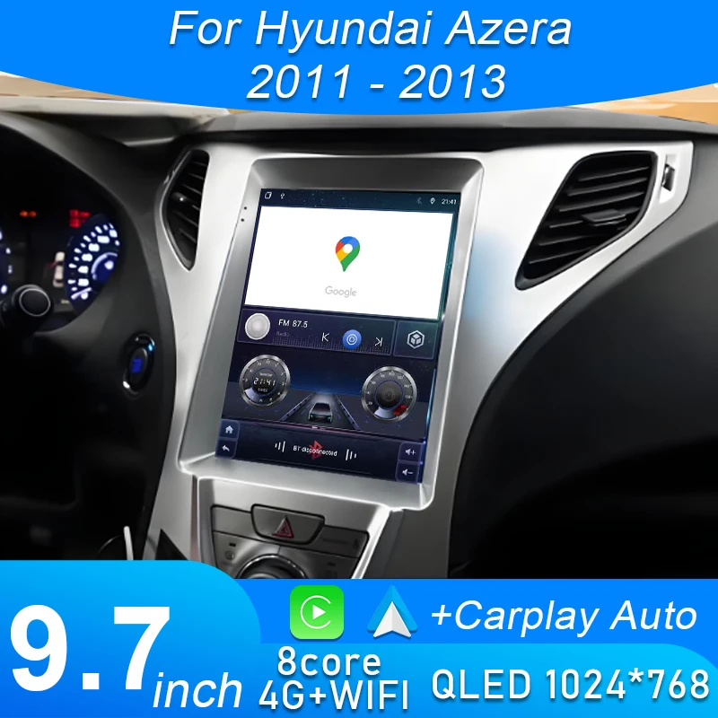 9.7inch Android 15 Auto Stereo Car Radio Multimedia Player For Hyundai Azera 2011 - 2013 Auto GPS QLED Screen Head Unit WIFI BT