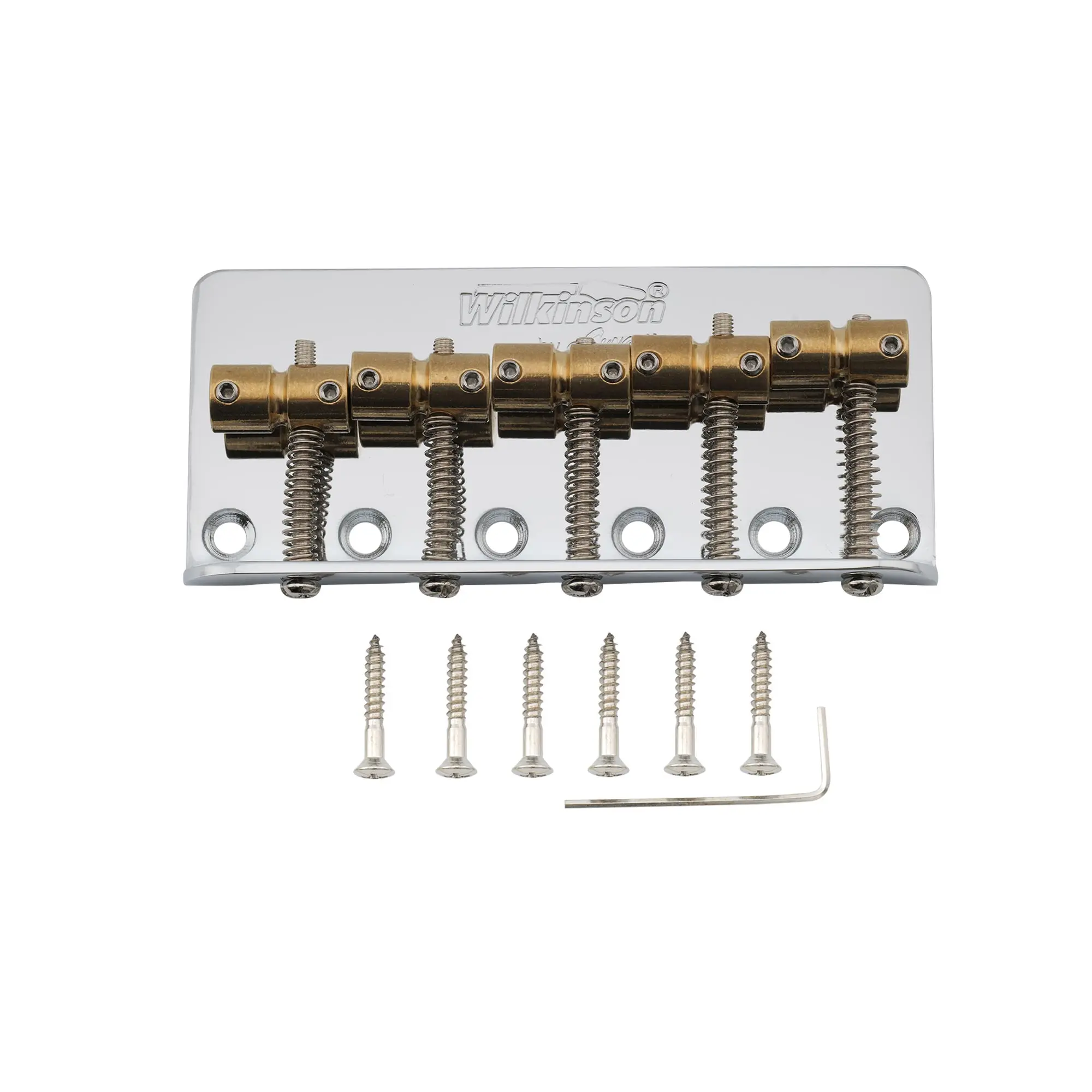 Wilkinson WBBC5 18mm 5-String Bass Bridge Brass Saddles for Precision Jazz Bass, Chrome