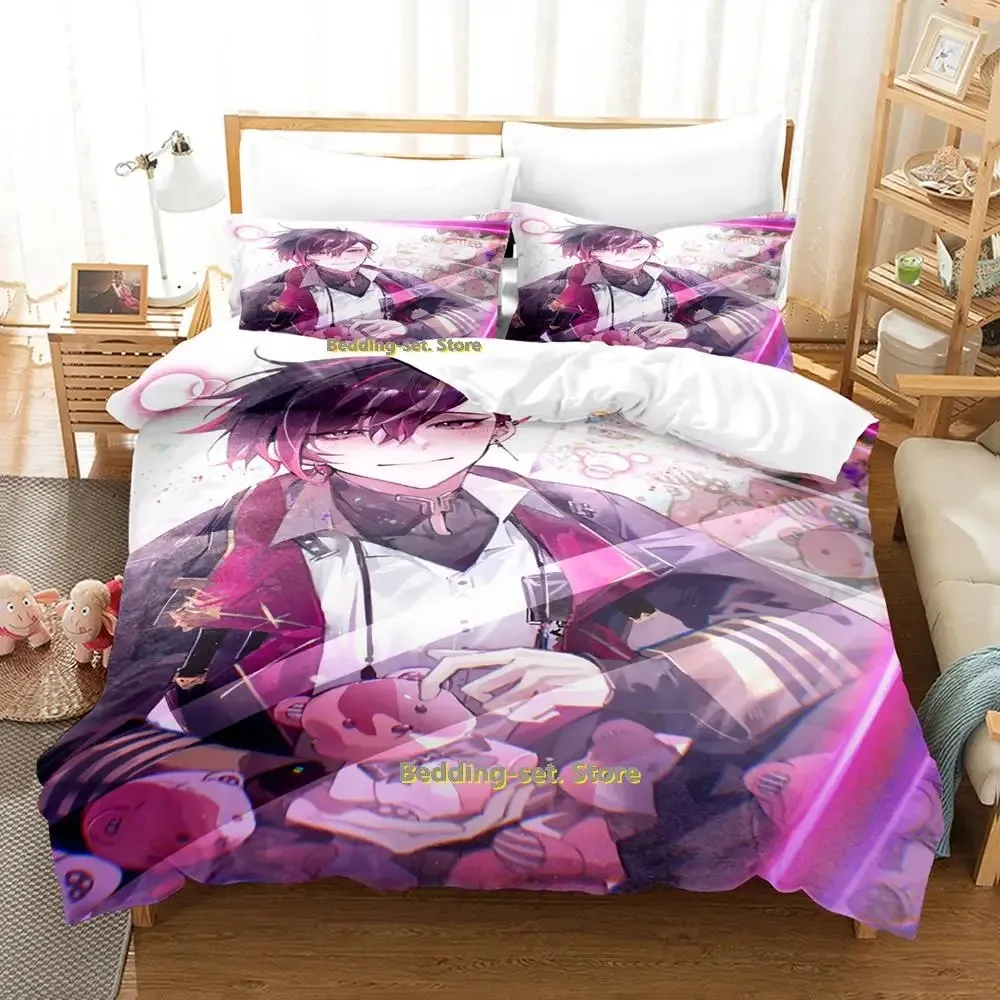 Personality New Ver Vermillion Bedding Set Cartoon Anime three-piece set Adult Kid Bedroom Duvetcover Sets 3D Kawaii