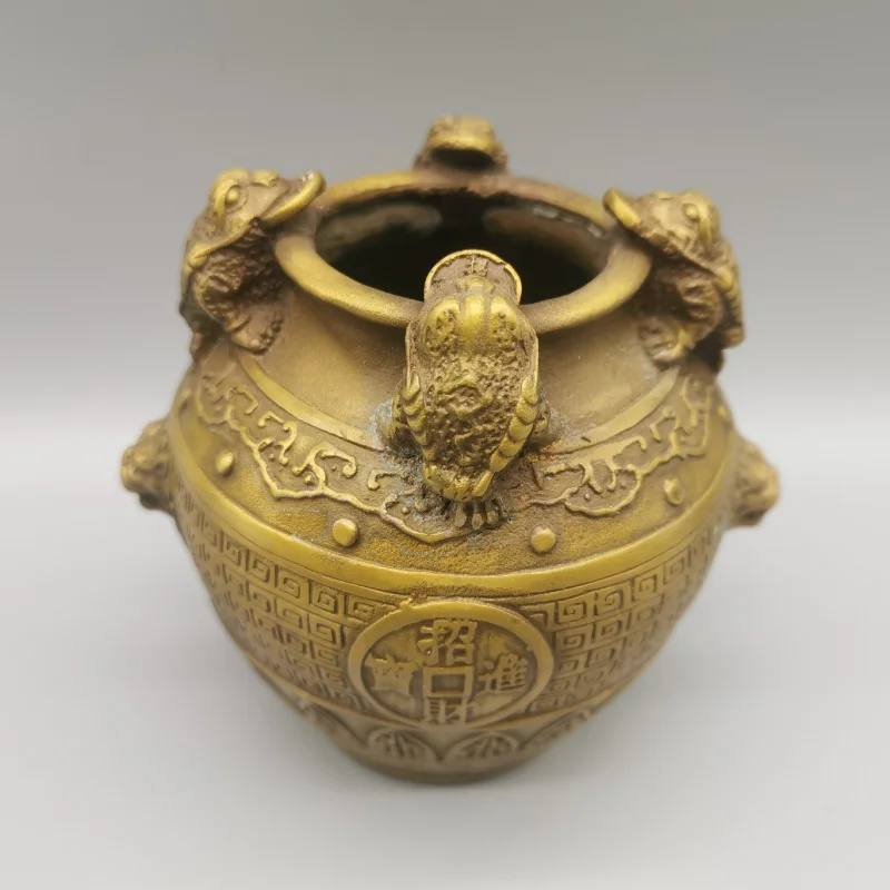 

Bronze Collection Bronze Golden Toad Treasure Bowl, Wealth Comes from All Directions, Exquisite Shape, Patinaed and Moisturized