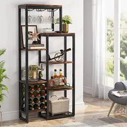 Tribesigns Wine Rack Freestanding Floor, portabottiglie per vino a 5 livelli con portabicchieri e portabottiglie, espositore per vino industriale