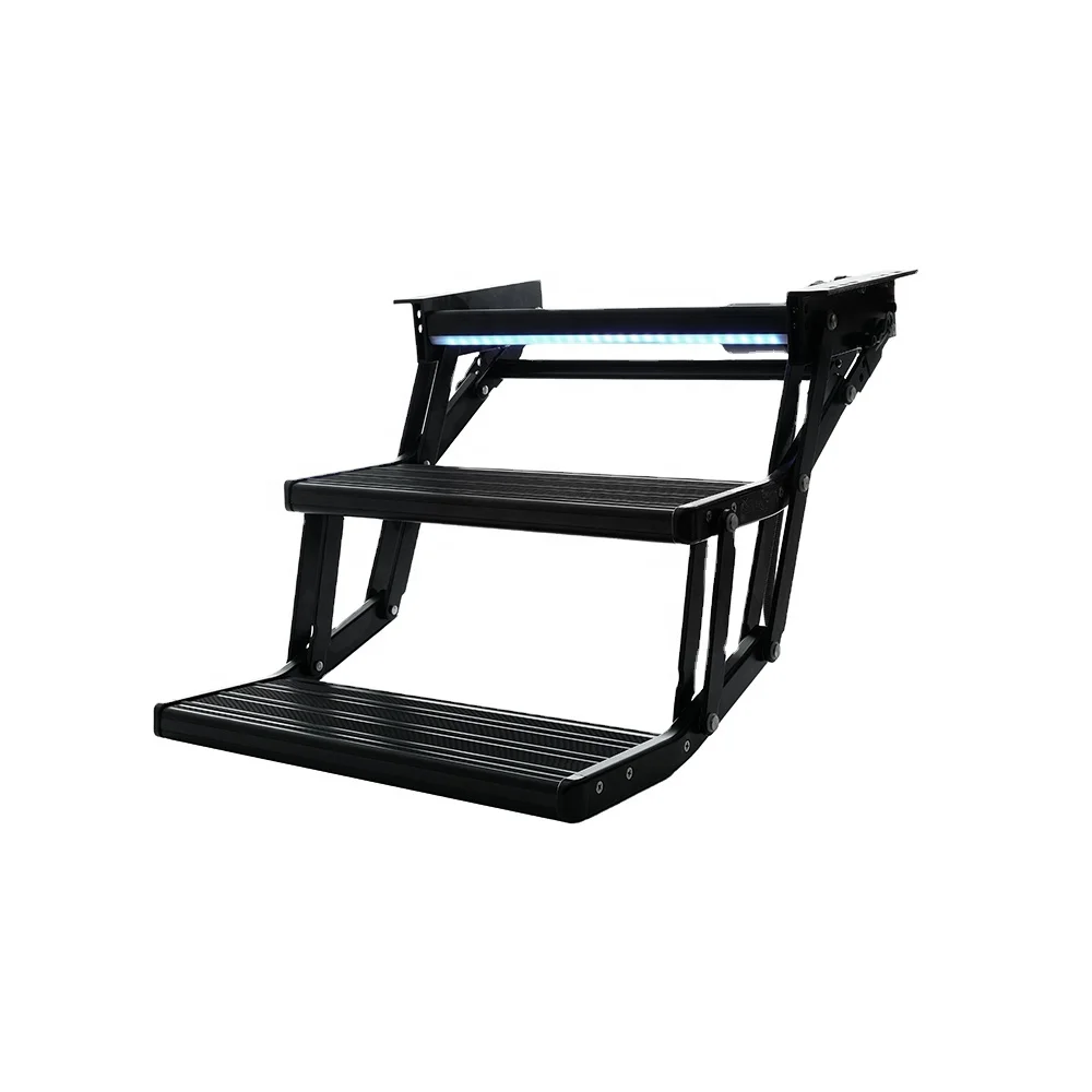 

Electric Aluminum RV Double Steps For Caravan Motorhome Travel Trailer Entry Doorway Non-Slip
