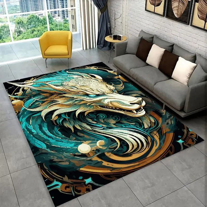 Dragon China Loong Cartoon Large Area Rug Non-slip Durable Carpet for Bedroom Living Room Sofa Doormat Home Decor Floor Mat Gift