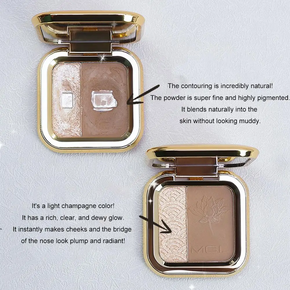 Zweifarbige Matte Highlighter & Kontur-Palette 3D Gesichtskonturierungspuder für Nasenschatten, Lidschatten & Natürliche Gesichtsaufhellung