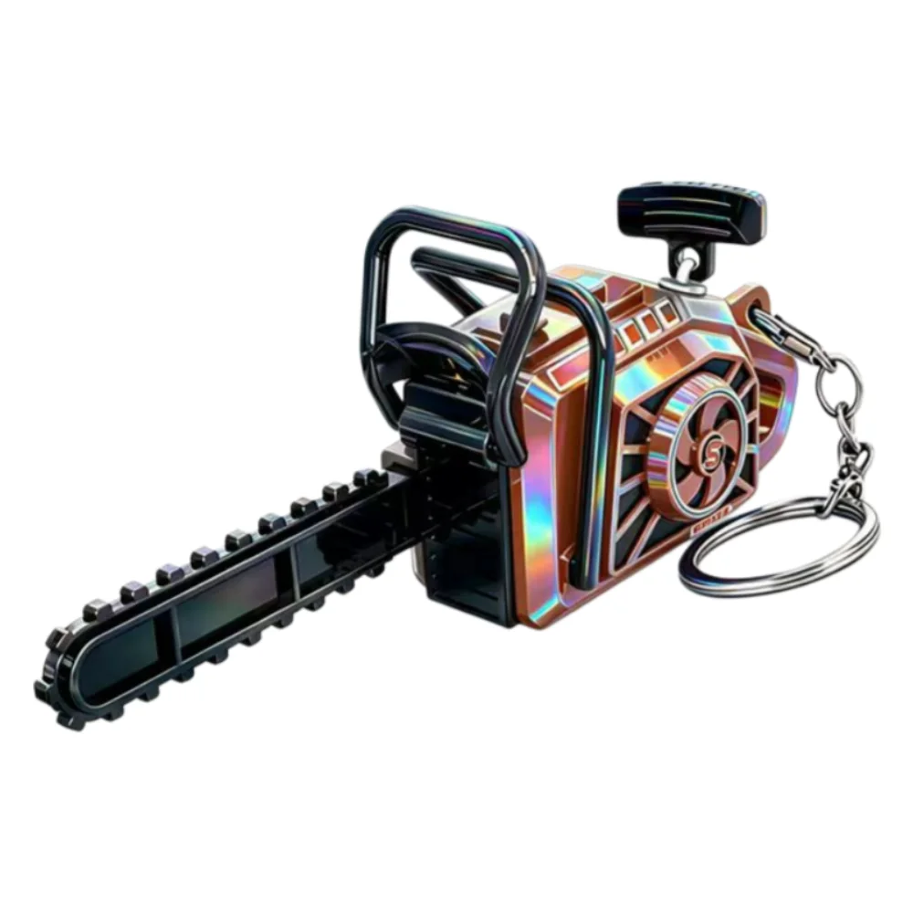 Plastic Electric Saw Keychain Clockwork Realistic Power Saw Bag Pendant Handheld Pull Rope Logging Saw Gift Key Decor