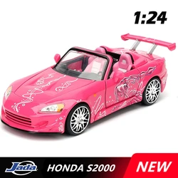 Honda S2000 Diecast Metal Muscle Racing Car Modelo, 1:24 Alloy Sports Car, coleção de alta simulação, presente infantil