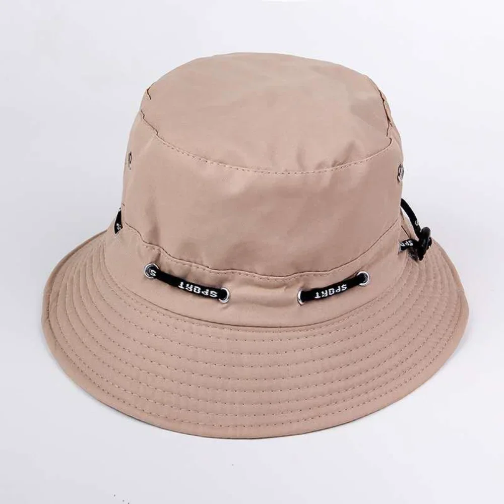 Solid Adjustable Bucket Hats Men Women Summer Foldable Sun Fisherman Hat with Rope Outdoor Sunscreen Panama Fishing Sun Caps