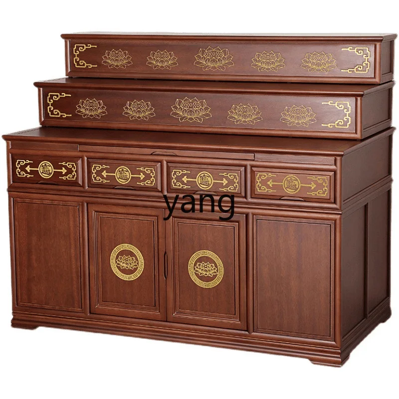 LH Chinese Buddhist hall table incense case simple solid wood altar cabinet three-layer Buddhist table