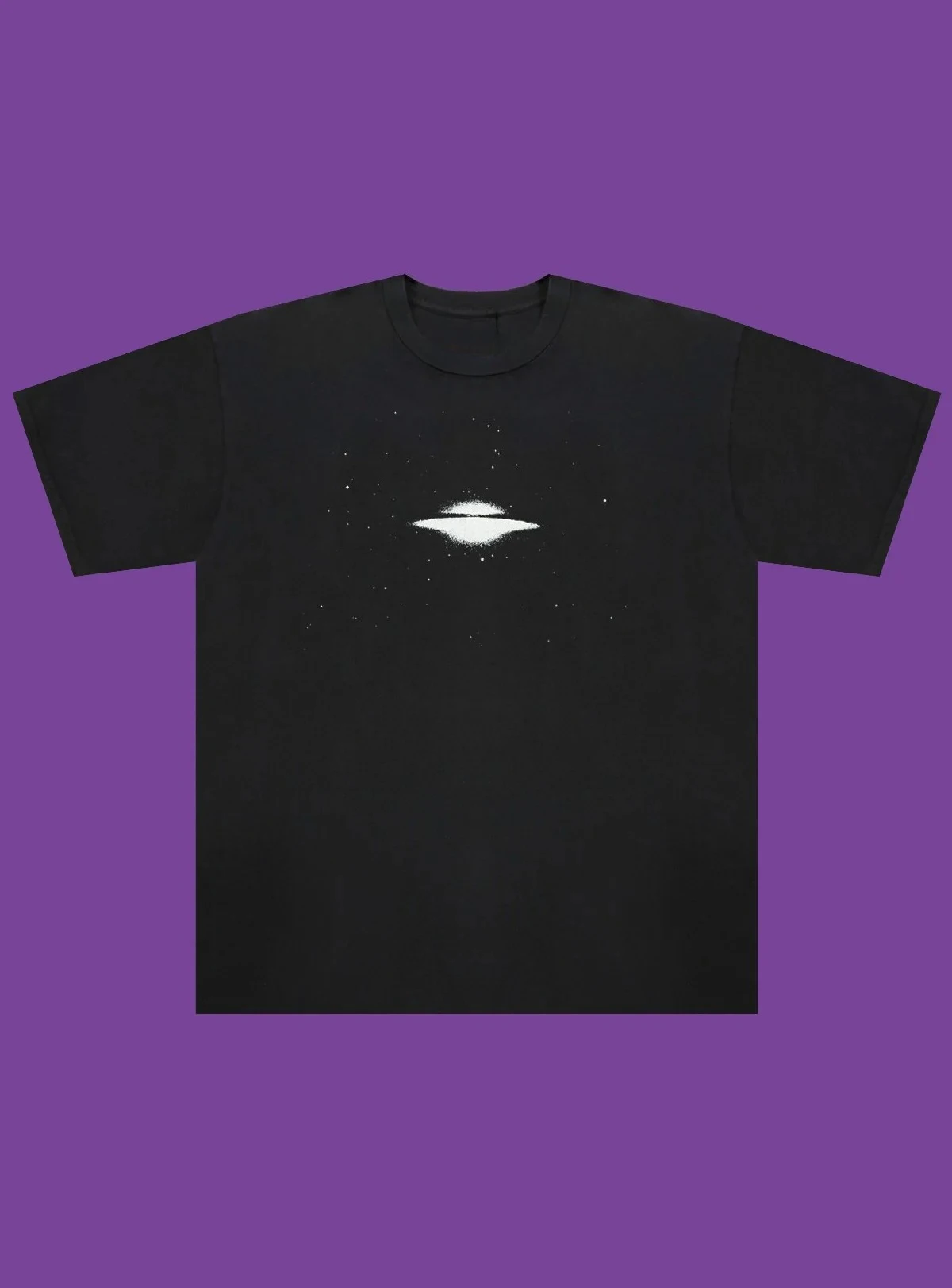 الرجال الملابس تي شيرت الشتاء والخريف جرام الوزن الثقيل القطن الخالص خمر UFO مطبوعة قصيرة الأكمام الرسم المتضخم تي شيرت