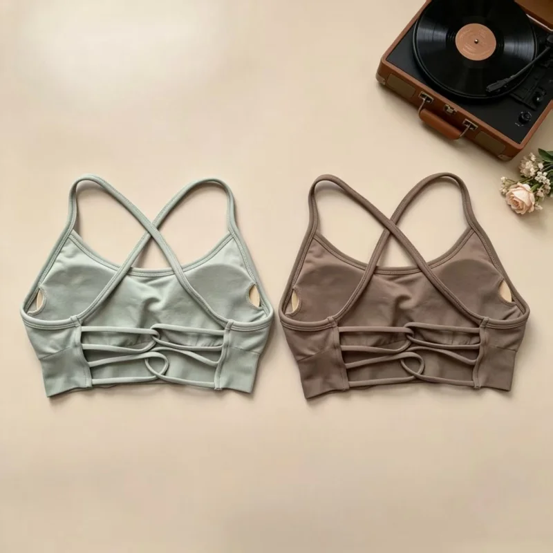 Yoga Sports Beautiful Back Bra, Thin Strap Cross Back, Highelastic Breathable Bra, Women Shock‑Absorbing Pilates Training 6