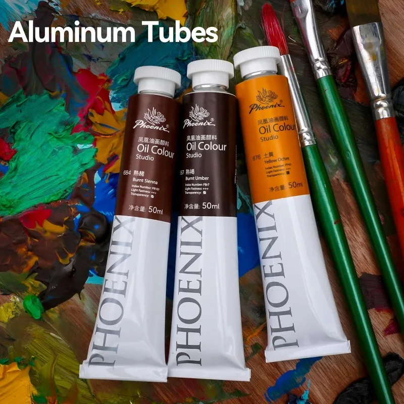 مجموعة طلاء زيتي من فونيكس ستوديو - 5 ألوان × 50 مل / 1.69 أونصة سائلة مجموعة قيمة رائعة - دهانات فنية احترافية تعتمد على الزيت للرسم #6