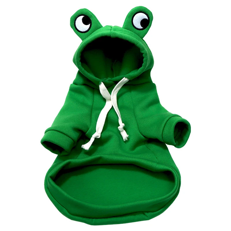 Adorable Green Frog Dog Sweater Dog Coats  Pet Clothes Pet Hooded Sweatshirt Pet Halloween Cosplay 1pc