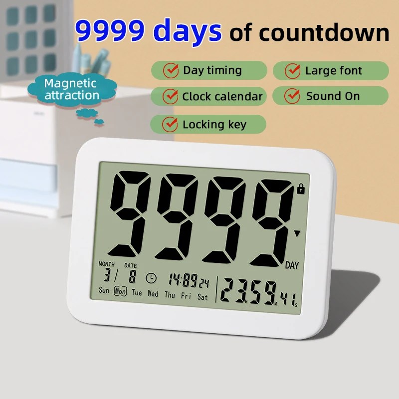 9999-Days Digital Countdown Days Timer Clock,Large Screen Electronic Timers for Classroom Wedding Retirement Countdown Timer