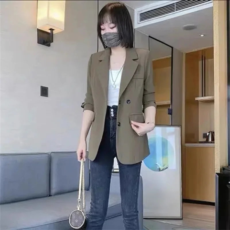 Suit Jacket For Women 2022 Korean Version of British Style Loose Suit With Casual Lnternet Celebrity Women's Blouse Solid Color