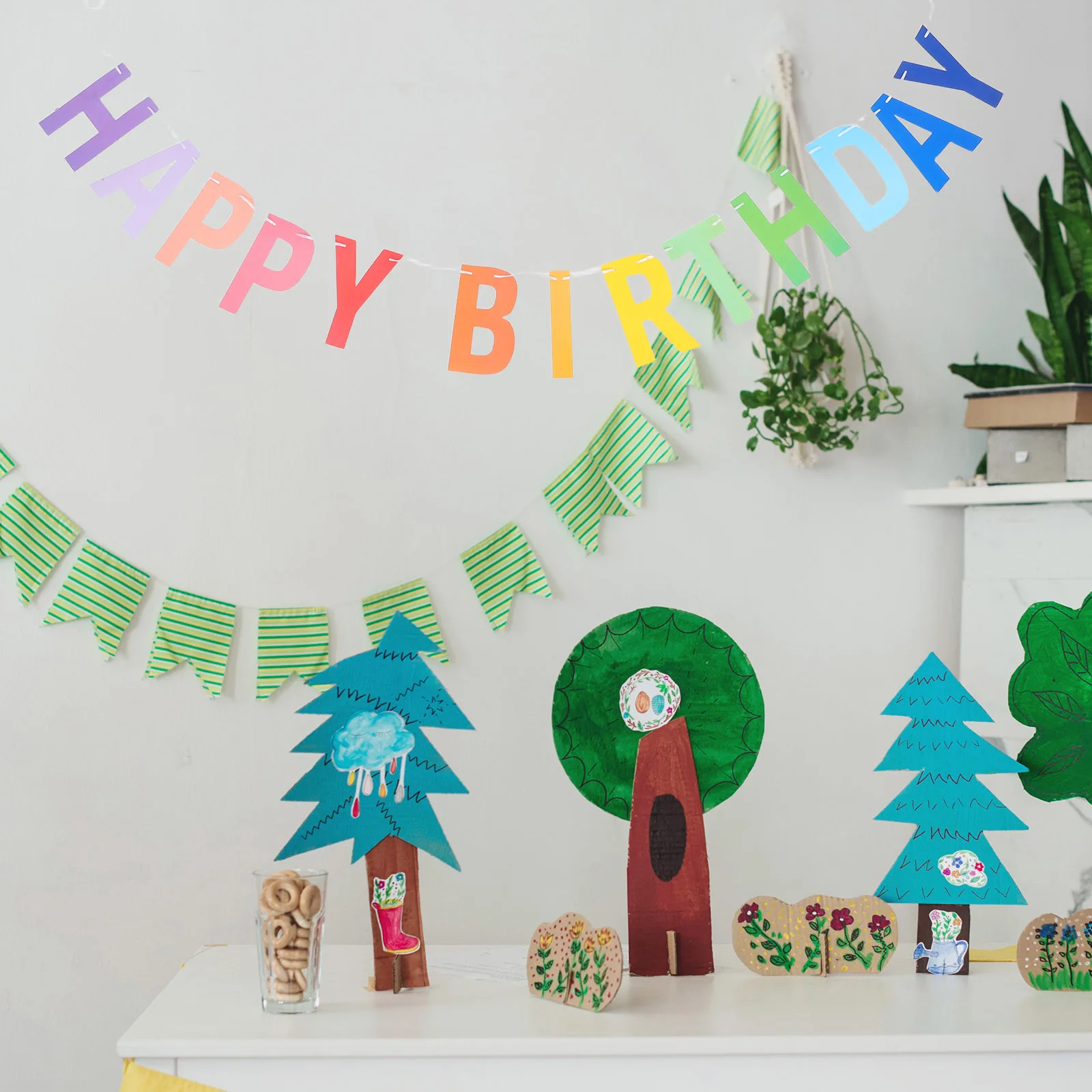 

Happy Birthday Pull Flag Party Supplies Decorate Paper Baby Shower Decoration Banner