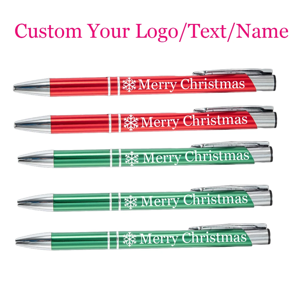

Персонализированная шариковая ручка с логотипом, текстовое имя, металлическая ручка-кликер, подарочные ручки с черными чернилами на День Благодарения, Рождественскую свадьбу