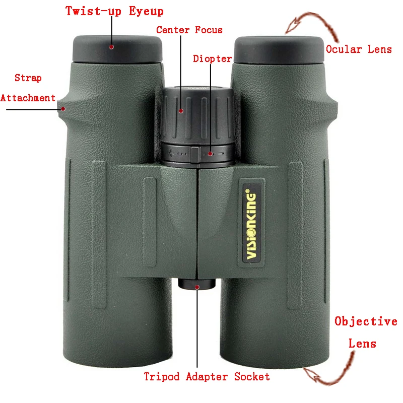 Visionking Professional 10x42 Binocular Wide Angle Nitrogen Waterproof Bak4 Roof Spyglass Camping Travelling Concert Telescope